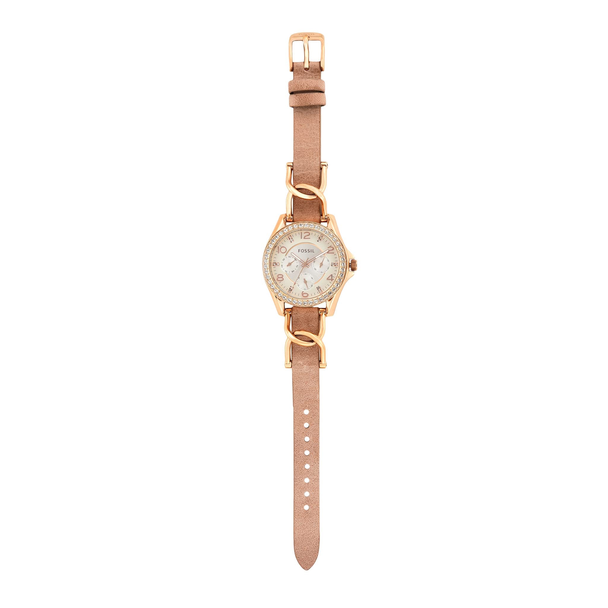 Fossil Riley Women's Watch with Crystal Accents and Stainless Steel Bracelet Band