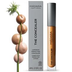 MÁDARA Organic Skincare | Luminous Perfecting Concealer - 4ml, Dewy finish, With hyaluronic acid, Natural concealer for dark circles and blemishes, Vegan, COSMOS natural certified