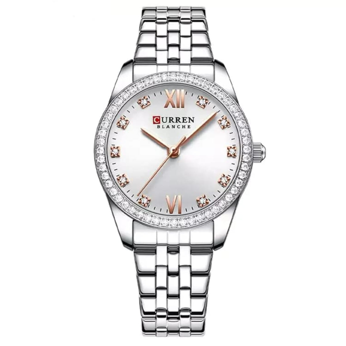 CURREN Women's Wrist Watch 9087 Fashion Brand Luxury Stainless Steel Bracelet Watch Classic Design - SILVER