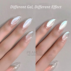 Pretty Diva Pearl Nail Powder - 2 Colors Chrome Nail Powder Ice Transparent Aurora Chrome Nail Powder, High Gloss Pearlescent Iridescent Glitters Powder Metallic Pigment for Nails