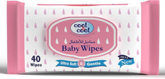 Cool & Cool Baby Wipes 40’s (Pack of 4)-Alcohol Free, Paraben Free,Vitamin E,Aloe Vera,Ultra Soft & Gentle for Sensitive & Delicate Skin - 160 Wipes