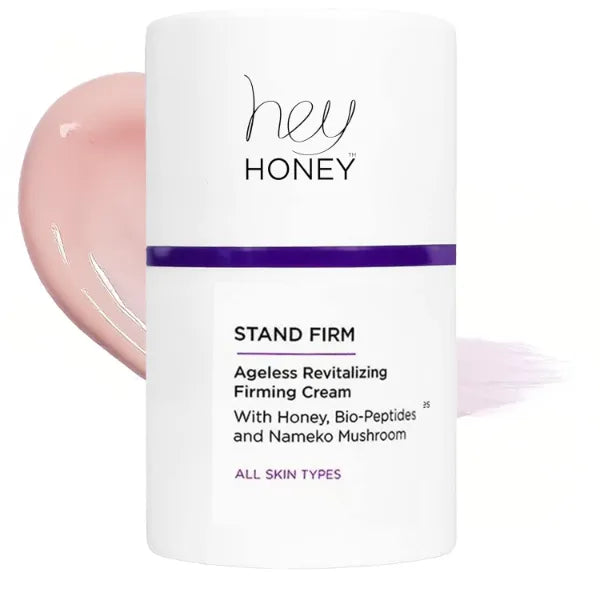 Hey Honey Stand Firm Peptide Face Cream | Instant Firming & Long-Term Anti-Aging | Honey & Nemeko Mushroom for Hydration & Wrinkle Reduction | 1 Oz