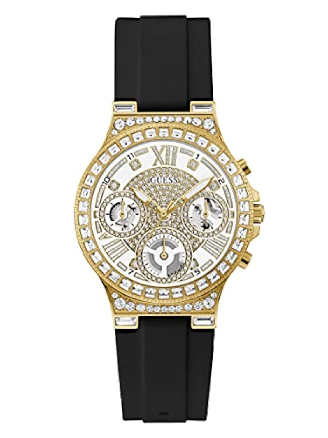 GUESS Women's Analog Watch Black Silicone Strap (Model: GW0257L1)