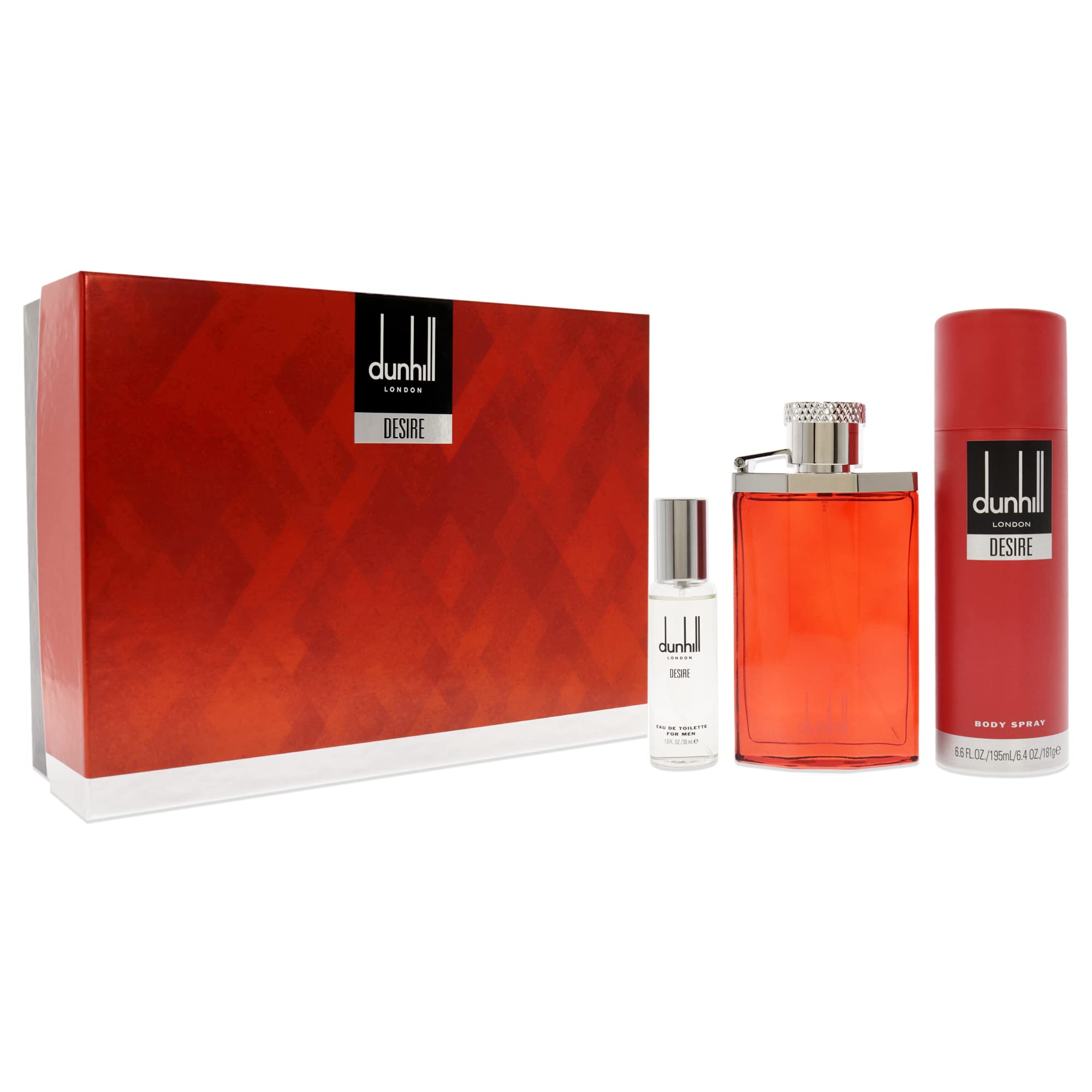 Desire Red Perfume Gift Set by Dunhill for Men -3Pc Gift Set 3.4oz Edt Spray, 1oz Edt Spray, 6.6oz Body Spray