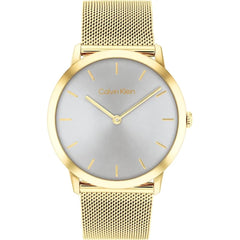 CALVIN KLEIN UNISEX'S GREY DIAL IONIC PLATED THIN GOLD STEEL BRACELET WATCH - 25300003