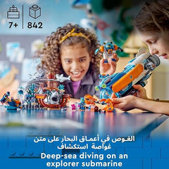 LEGO 60379 City Deep-Sea Explorer Submarine Toy, Underwater Ocean Set with Drone, Shark Figures, Shipwreck and Diver Minifigures, Birthday Gift for Kids, Boys, Girls Aged 7+