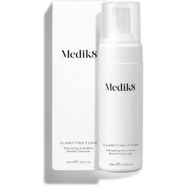 Medik8 Clarifying Foam Lightweight Exfoliating AHA and BHA Face Cleanser Salicylic Acid and Nicacinamide Gentle Foaming Facial Cleanser 5 oz