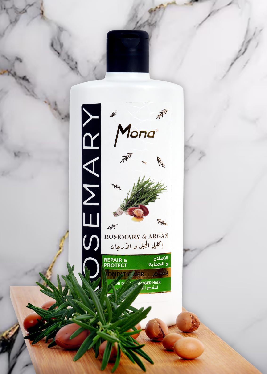 Mona Rosemary & Argan Strengthening Conditioner for Thicker Healthier Hair, Sensitive Scalp Soothing - Calming Action - for Men & Women 440ML