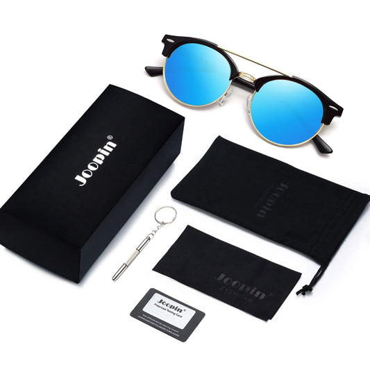Joopin Polarized Semi Rimless Sunglasses Men Women, Classic Half Frame Sun Glasses UV400 Protection