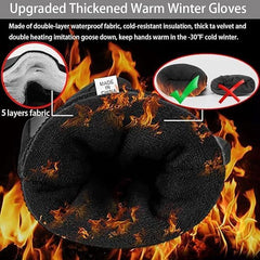 JUSTADIL Direct Mens Winter Gloves -30℉Windproof Waterproof Touch Screen Gloves for Outdoor Work - Black