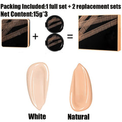 Gold Concealing Beauty Air Cushion Cream, Air Cushion BB Cream Waterproof Foundation, Long-lasting Moisturizing Concealer Cushion, Full Coverage Natural Makeup, for All Skin Type (01# White)