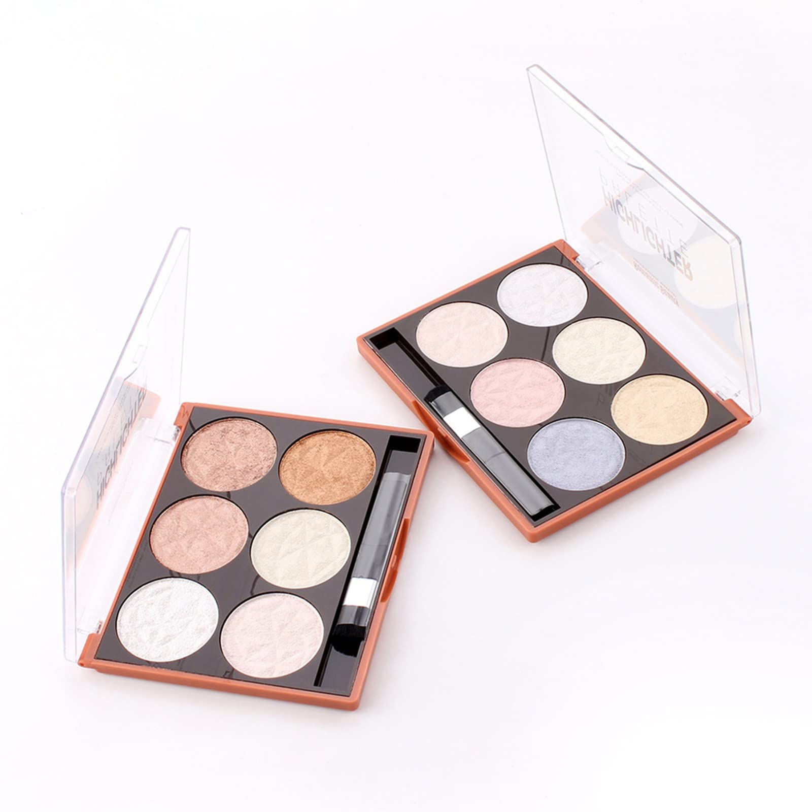 6 Color Highlighter Powder Palettes Makeup Palettes Facial Bronzers Palettes Highlighter Triple Bake Long Lasting Brilliant Lighten Skin Color Face Make Up Palettes My Amazing Finishing (A, One Size)