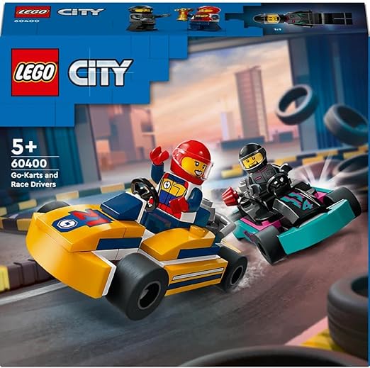 LEGO City Go-Karts and Race Drivers, Racing Vehicle Toy Playset for 5 Plus Year Old Boys, Girls and Fans of Race Car Toys with 2 Driver Minifigures, Small Gift for Preschool Kids 60400