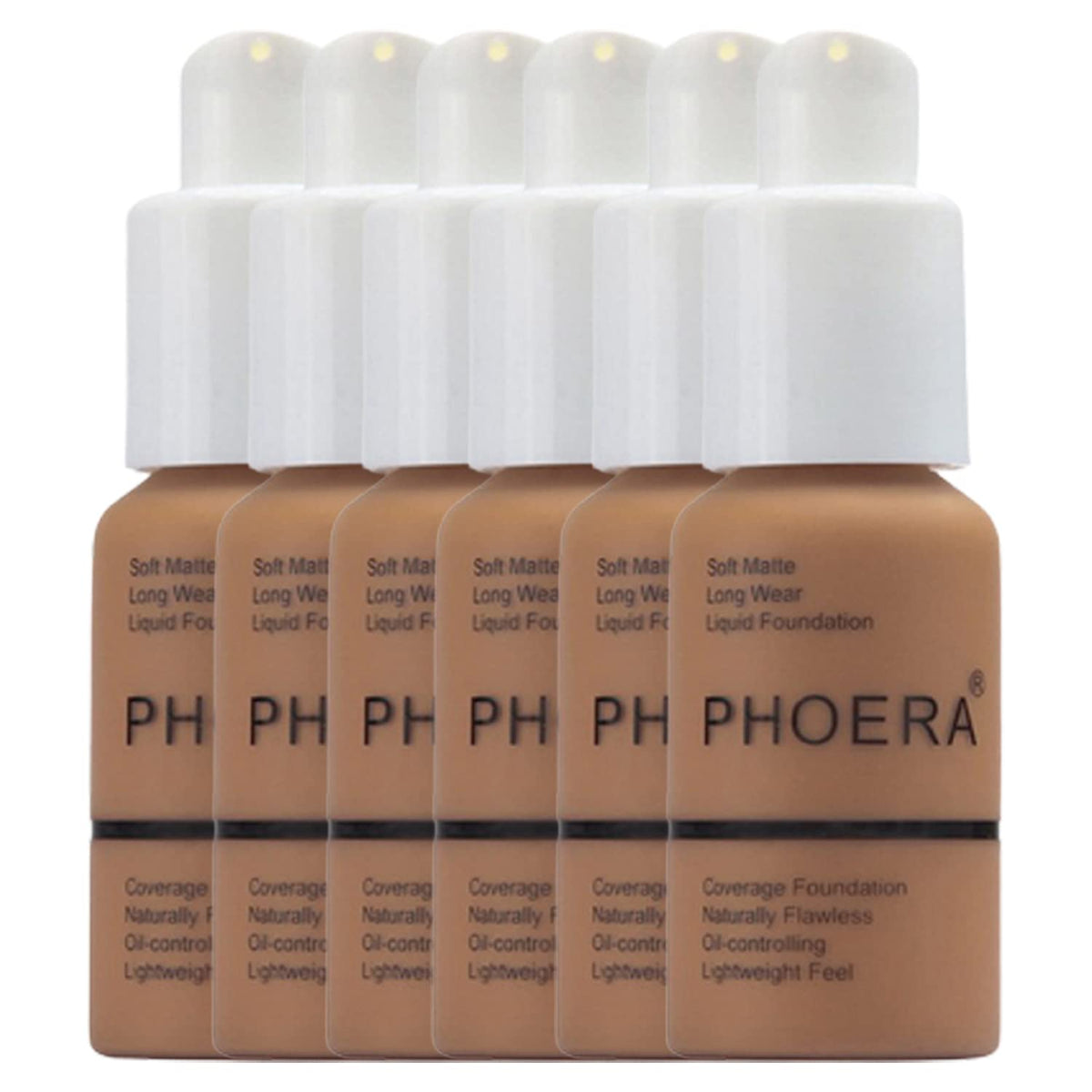Glamza Phoera Foundation Full Coverage Makeup Set - 24hr Long Lasting Oil Control - Soft Smooth Matte Flawless Concealer Cream - Inc x6 30ml Foundation & Silicone Blender Sponge (109 Mocha)