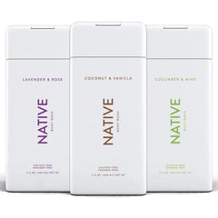 Native Body Wash - Natural Body Wash For Women & Men - SLS & Paraben Free - Cucumber & Mint, Coconut & Vanilla, Lavender & Rose - 11.5 oz (Pack of 3)