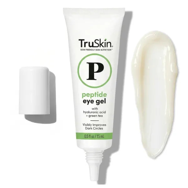 TruSkin Peptide Eye Cream Gel for Dark Circles & Fine Lines - Lightweight Under Eye Gel with Peptides & Hyaluronic Acid - Hydrating & Smoothing Eye Care for Tired-Looking Eyes, 0.5 Fl Oz