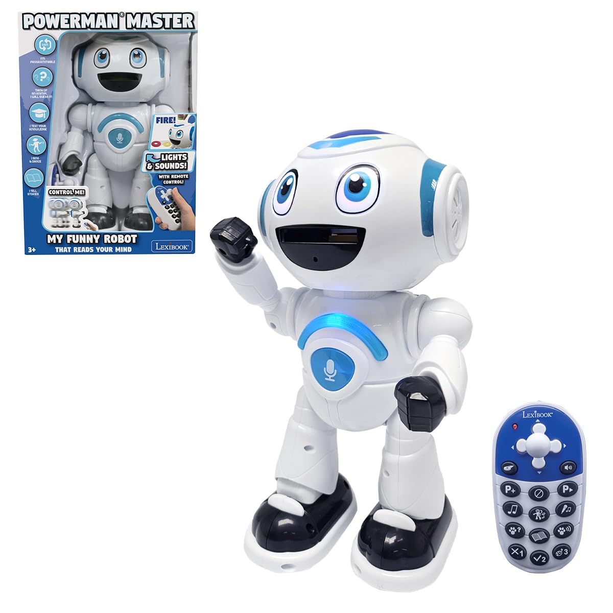 Lexibook - Powerman Master, Interactive Toy Robot that Reads in the Mind Toy for Kids Dancing Plays Music Animal Quiz STEM Programmable Remote Control Robot Junior