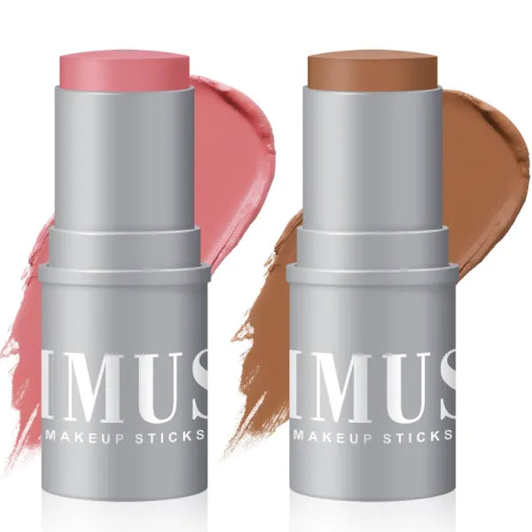 KIMUSE Cream Contour & Blush Stick Duo – Highly Pigmented, Long-Lasting Vegan Face Makeup with Creamy Bronzer for Sculpting & Radiant Glow