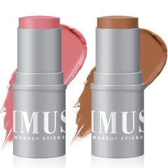 KIMUSE Cream Contour & Blush Stick Duo – Highly Pigmented, Long-Lasting Vegan Face Makeup with Creamy Bronzer for Sculpting & Radiant Glow