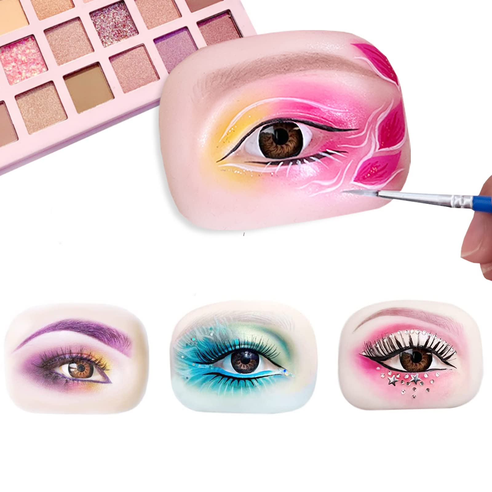 KASTWAVE Make Up Practice Face, 5d Makeup Practice Board Silicone Eyes for Makeup Practice Suitable for Eyeshadow Practice