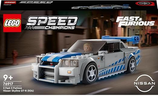 LEGO 76917 Speed Champions 2 Fast 2 Furious Nissan Skyline GT-R (R34) Race Car Toy Model Building Kit, Collectible with Racer Minifigure, 2023 Set for Kids