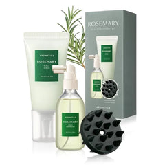 AROMATICA Rosemary Scalp Care Gift Set - Hydrating Scalp Treatment with Rosemary Enhancer, Rosemary Scalp Scrub and Dual Scalp Brush - Free from Sulfate, Silicone, and Paraben