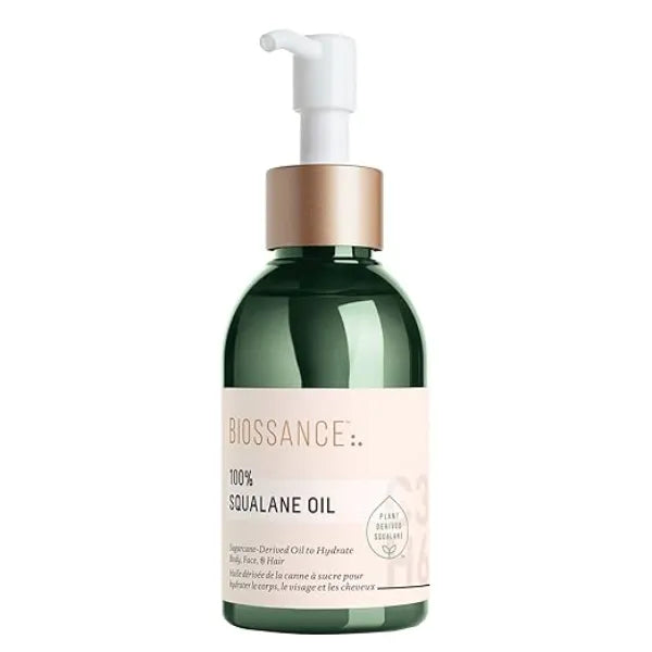 BIOSSANCE 100% Squalane Oil  Sustainable, Vegan Face Oil & Body Oil  Hydrating, Fast-Absorbing Moisturizer  Ideal for Oily Skin, Face, Hair  Organic Sugarcane-Derived Squalane, 3.3 ounces
