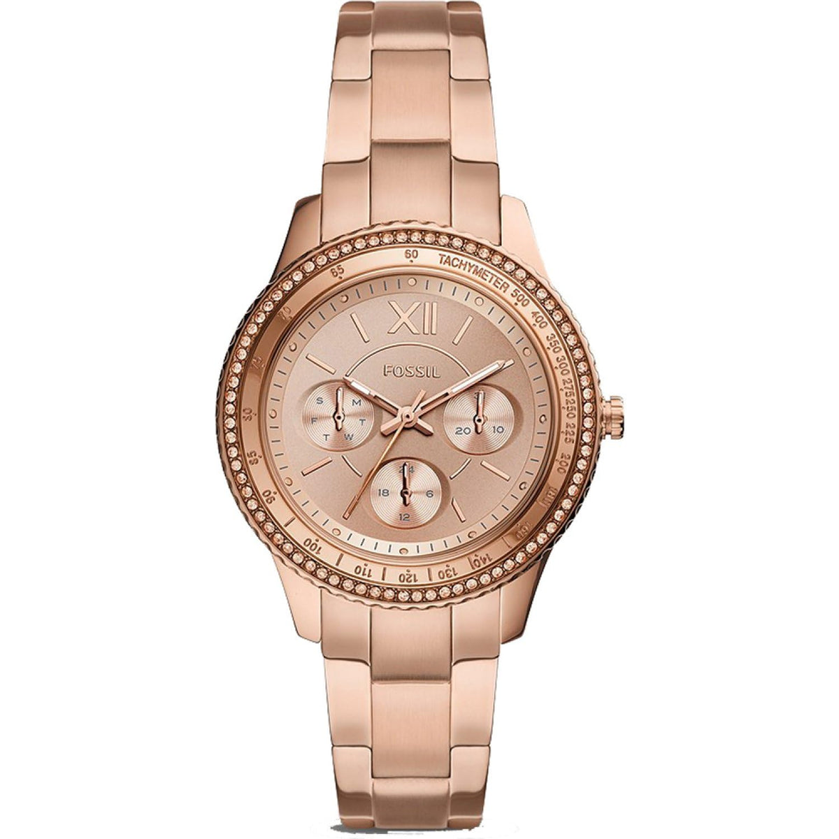 Fossil Women's Stella Sport Multifunction, Rose Gold-Tone Stainless Steel Watch, ES5106