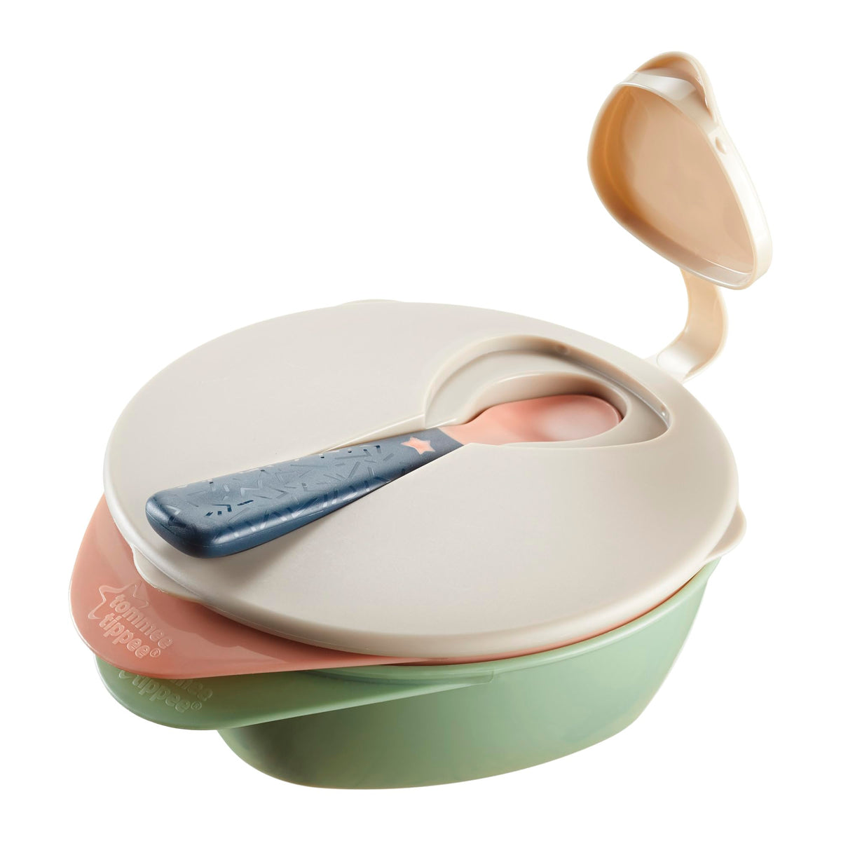 Tommee Tippee Tt446718 Explora Easy Scoop Feeding Bowl Lid And Spoon - Blue & Green