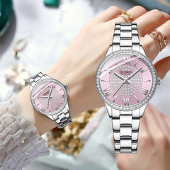 Curren 9084 Fashion Casual Luxury Quartz Women's Watches Waterproof Automatic Watches Original Design Elelgant Lover's Gift Diamond Gold Women's Watch - Silver