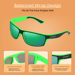 WASAIKKU Polarized Sunglasses for Men Women Classic Fashion Sunglasses Baseball Cycling Driving Fishing Golf Mens Sunglasses with UV Protectio - Black Frame With Blue Green Lens