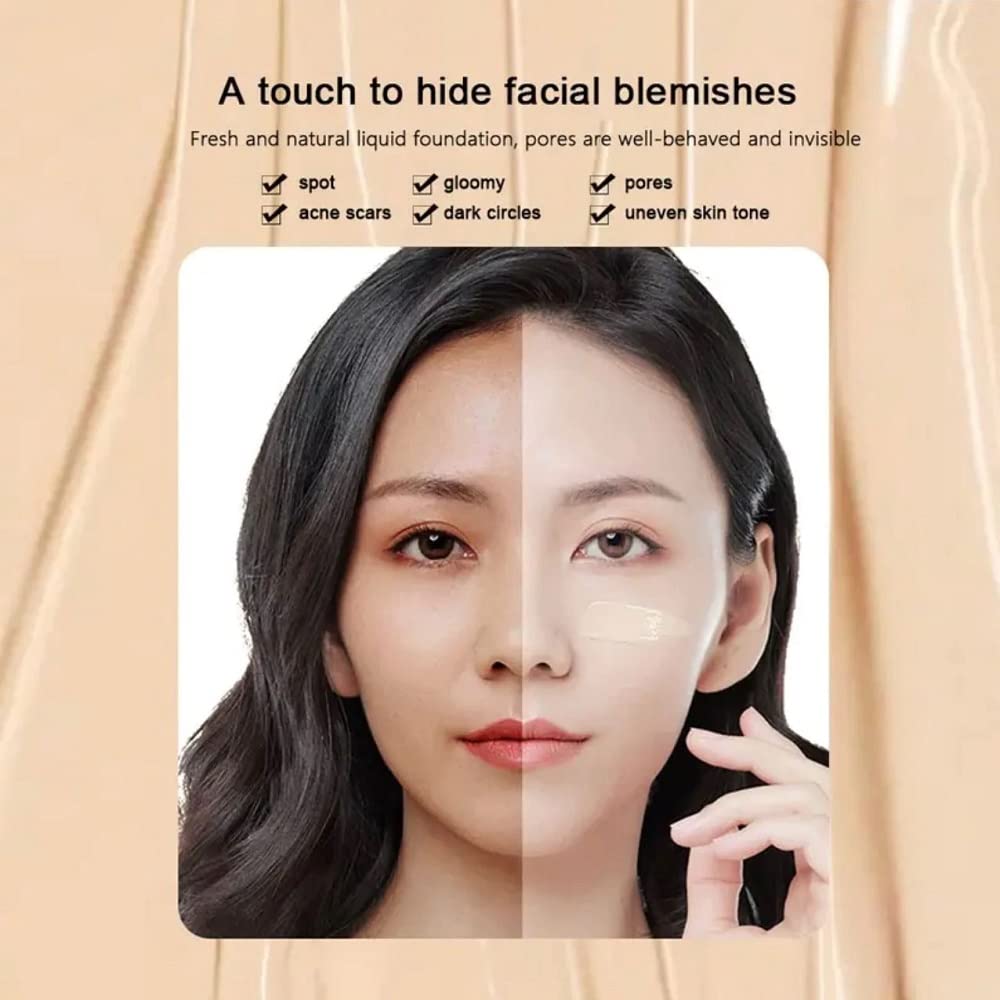 New Upgrade Foundation 30g Waterproof Full Cover Oil control Face Base Makeup Soft Matte Concealer Colors Primer Base Long Lasting Facial Concealer Whitening Cream Make Up (Natural)