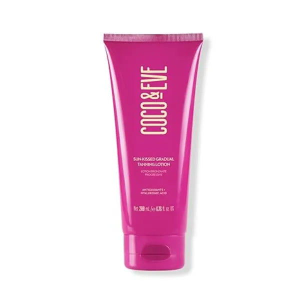 Coco & Eve Gradual Tanning Lotion Streak Free Hydrating Sunless Self Tanner, Fast Drying Buildable Natural Glow, Infused with Moisturizing Hyaluronic Acid, Vegan, 6.76 Fl Oz