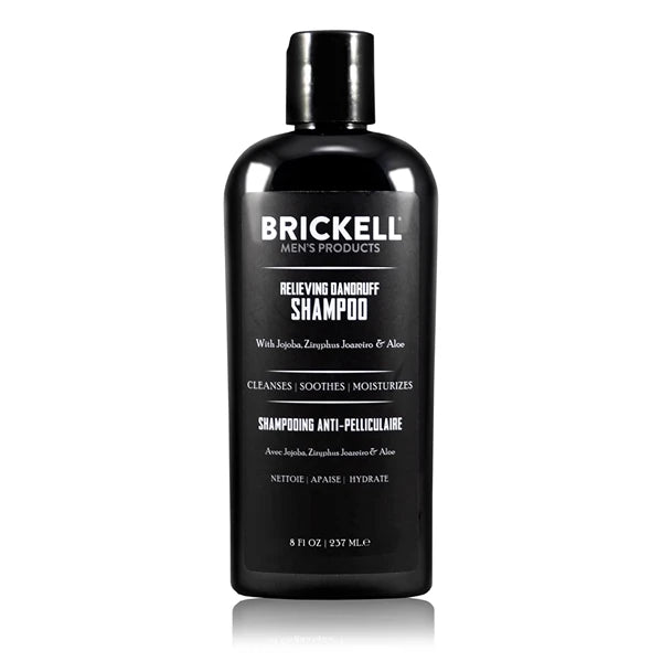 Brickell Men's Relieving Dandruff Shampoo For Men, Natural & Organic, Soothes and Eliminates Dandruff with Ziziphus Joazeiro, Aloe and Jojoba Oil (8 oz)