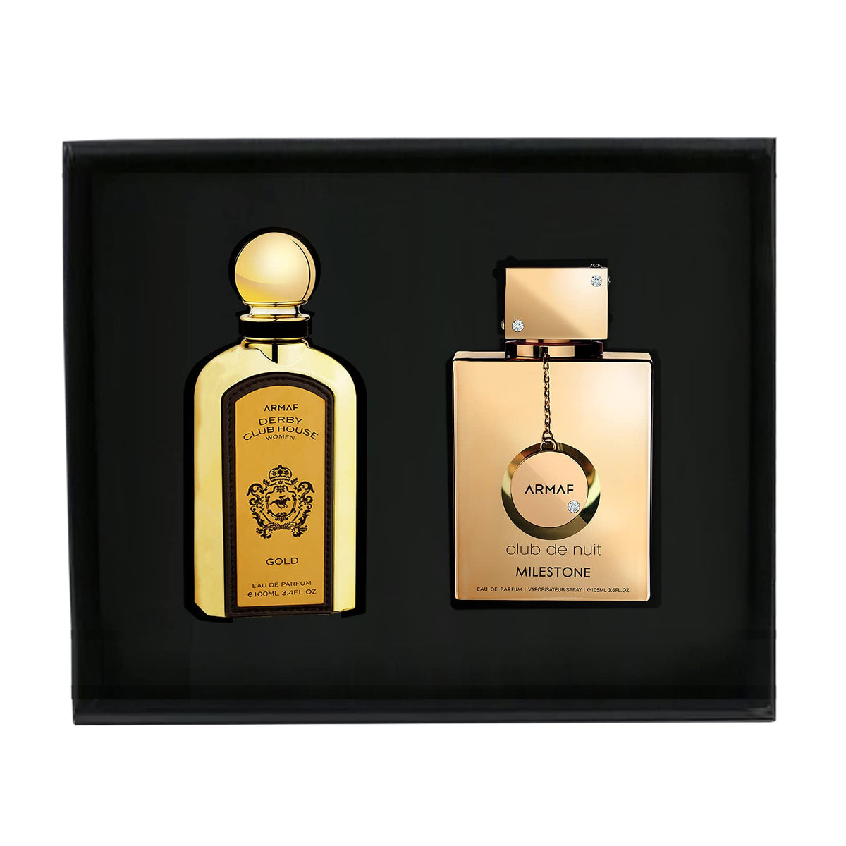 Armaf Gold Collection Women Perfume 2 Piece Gift Set - Derby Club House Gold EDT, 100ML - Club De Nuit Milestone EDP, 105ML - perfumes for women - perfume for man