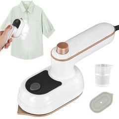 NAWOKEENY Portable Handheld Mini Steam Iron, Travel Steam Iron Wrinkle Remover Mini Ironing Machine 180° Rotatable Steamer Iron Mini Garment Steamer Iron for Home and Travel (White)