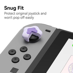 GeekShare Cute Silicone game console Thumb Grip Caps, Joystick Cover Compatible with Switch/OLED/Switch Lite,4PCS - Cream Heart (Purple)