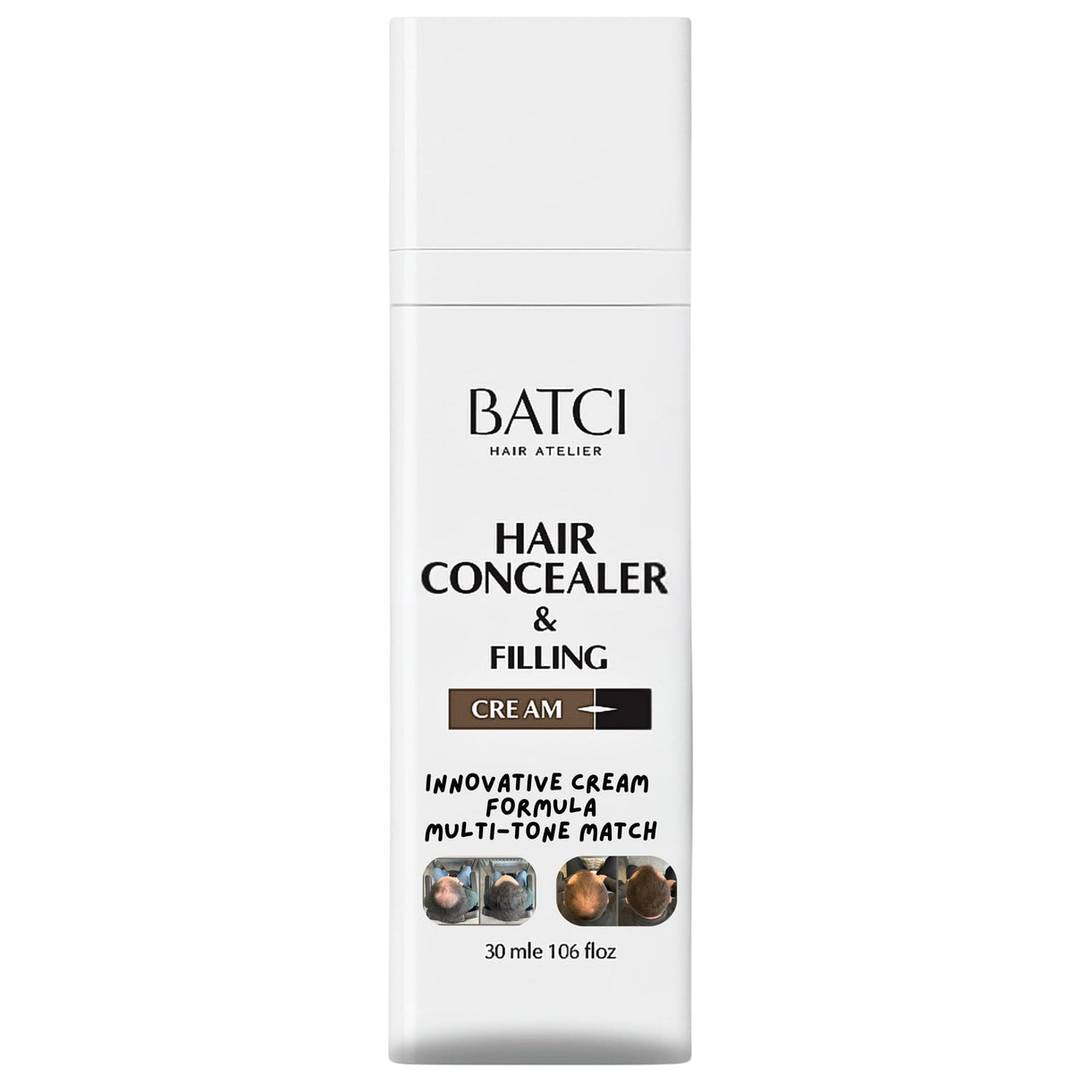 Batci Liquid Corrector for Fine and Bald Spots | Luxurious and Long Lasting Retouching with Colour Thickening Fibers | Professional and Natural Looking Cover 1 fl oz