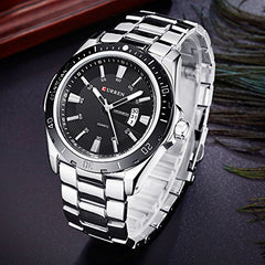 CURREN 8110 Men Japan Quartz Movement Leather Watch Stainless Steel Sport Wrist Watch Relogio Masculino Gift - white black