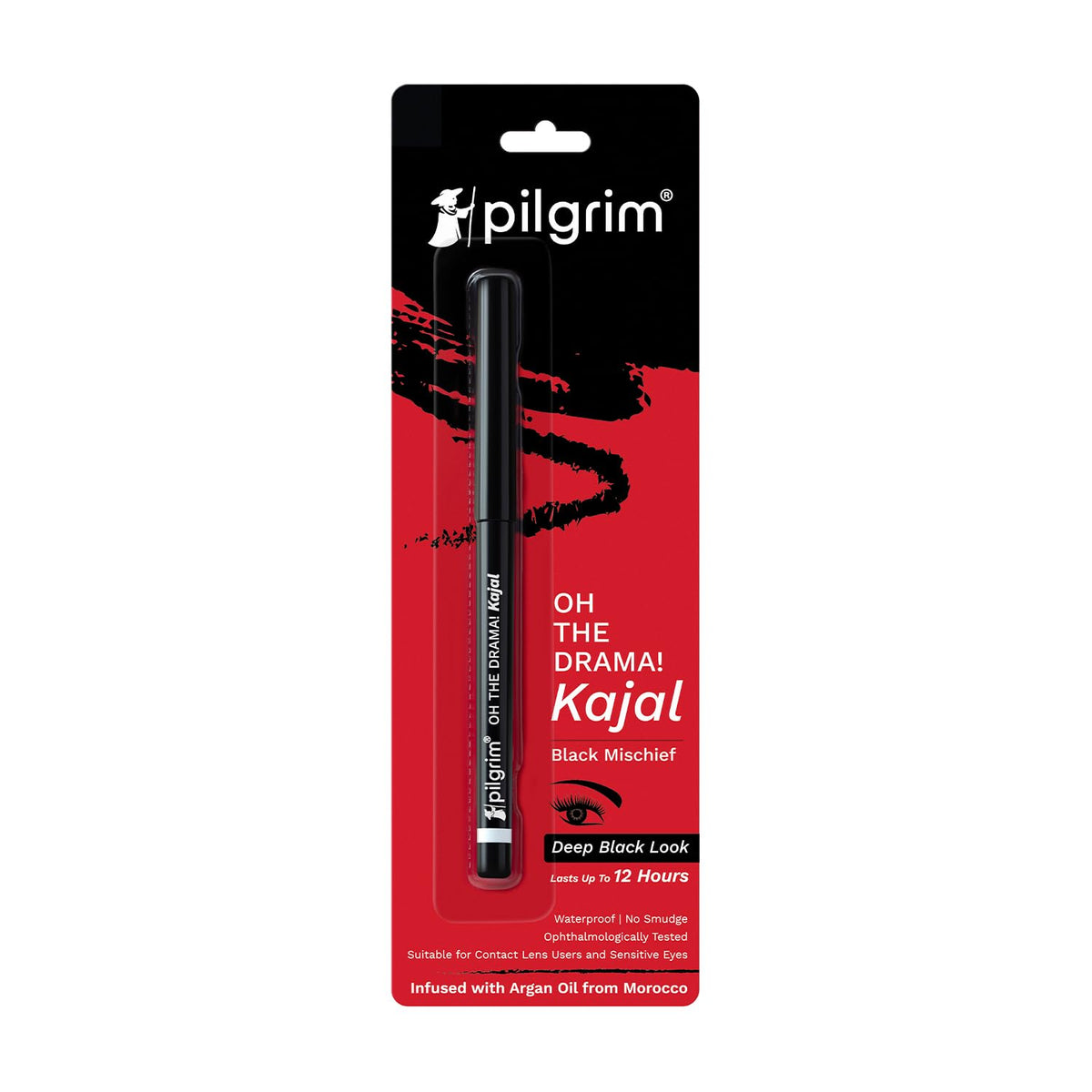 Pilgrim Black Mischief Kajal Smudge & Waterproof Single Stroke Matte Finish Pencil Lasts Up To 12Hrs