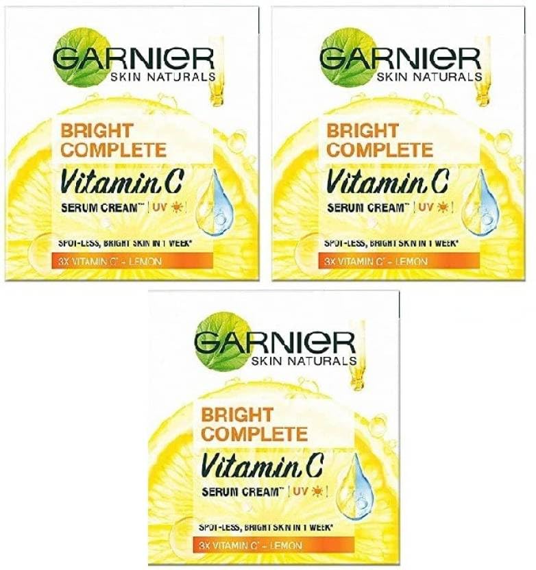 Garnier Bright Complete UV Vitamin C Serum Cream - 45g (Pack of 3) (135g)