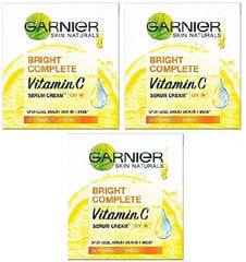 Garnier Bright Complete UV Vitamin C Serum Cream - 45g (Pack of 3) (135g)