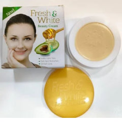 Fresh & White Beauty Cream Original 30g Removes Dark Circles & Acne on the Skin Whitening Face & Body for Men & Women Use at Night It Includes Avocado & Honey