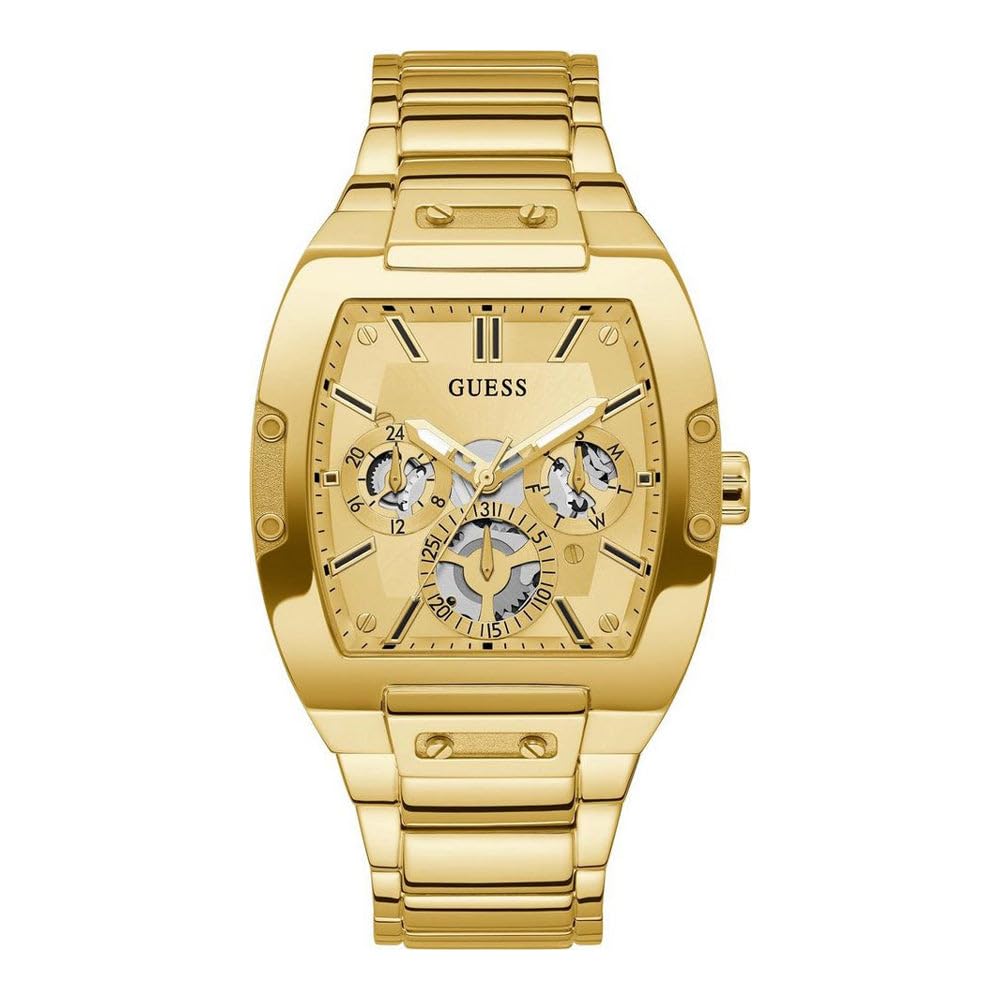 GUESS US Men's Gold-Tone Exposed Dial Multifunction Watch