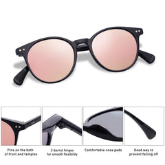 SOJOS Small Round Classic Polarized Sunglasses for Women Men Vintage Style UV400 Lens MAY SJ2113