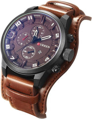 CURREN Leather Analogue Men's Watch (Coffee Dial Brown Colored Strap)