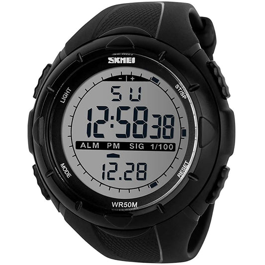SKMEI 1025 Black Waterproof Mens Digital Watch - Black