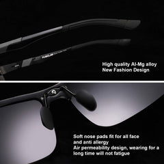 PUKCLAR Mens Driving Sunglasses Polarized Sports Sunglasses Al-Mg Metal Frame Cycling Fishing Golf Goggles