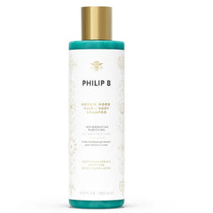 PHILIP B Nordic Wood Hair + Body Shampoo, Lathers Up Luxuriously, Conditions While Leaving You Feeling Cool & Invigorated, With Notes of Norwegian Spruce, White Pine and Camphor - 350 ml