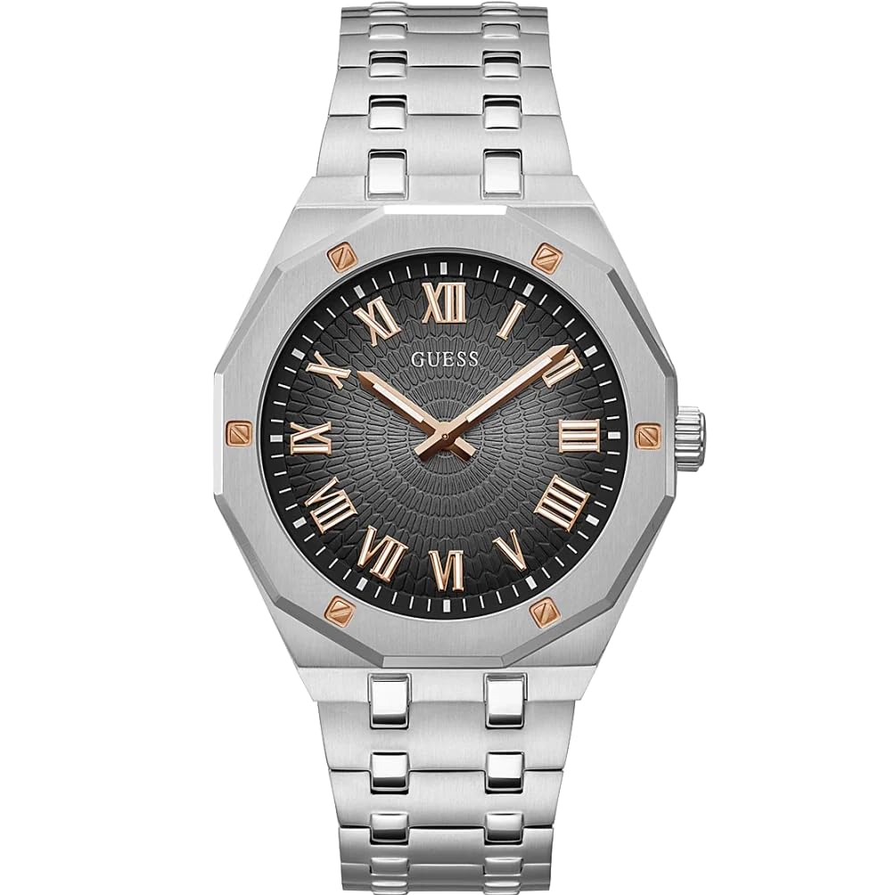 GUESS Silver-Tone Sunburst Analog Watch